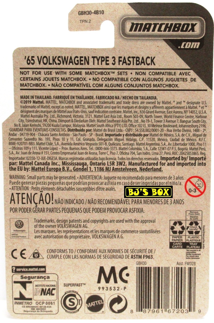 2019 Matchbox Moving Parts '63 VOLKSWAGEN TYPE 3 FASTBACK Blue #10 New - Image 2