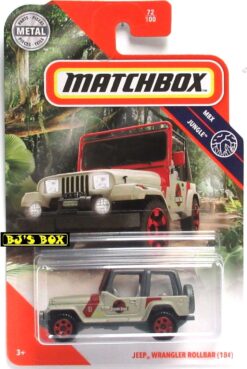 2020 Matchbox JEEP WRANGLER ROLLBAR (18#) Tan Jurassic Park Staff 4x4 #72/100 MBX Jungle Rare New