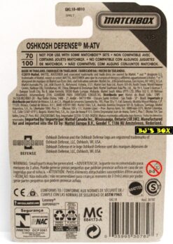 2020 Matchbox OSHKOSH DEFENSE M-ATV Blue Police #70 New - Image 2
