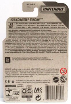 2020 Matchbox 2015 CORVETTE STINGRAY Grey #24 New - Image 3
