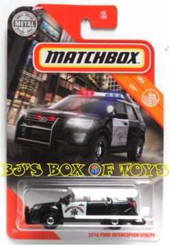 2020 Matchbox 2016 FORD INTERCEPTOR UTILITY Black White Highway Patrol Police SUV #48 MBX City New