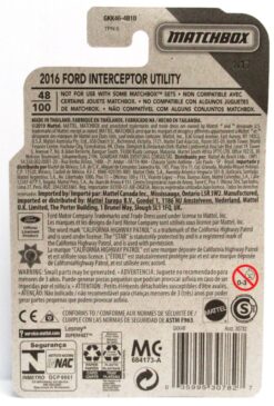 2020 Matchbox 2016 FORD INTERCEPTOR UTILITY Black #48 New - Image 3