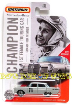 2020 Matchbox '62 MERCEDES-BENZ 220 SE SEDAN Grey 1st Female Grand_Prix Winner #100/100 Ewy Rosqvist Special New